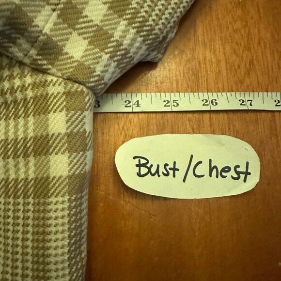 Liz Claiborne Womens Plaid Blazer Jacket Size 12 Beige/Brown 100% Pure Wool Made - Picture 3 of 7
